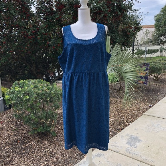 Lane Bryant Short Blue Lace Dress Size 20 - Picture 1 of 6